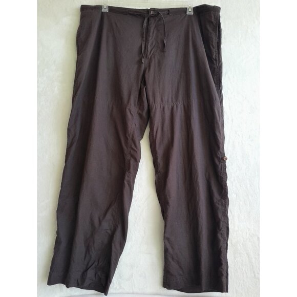 Perry Ellis 42x30 Linen Roll Tab Hem Casual Coastal Vacation Pants Brown Pockets - Picture 1 of 8